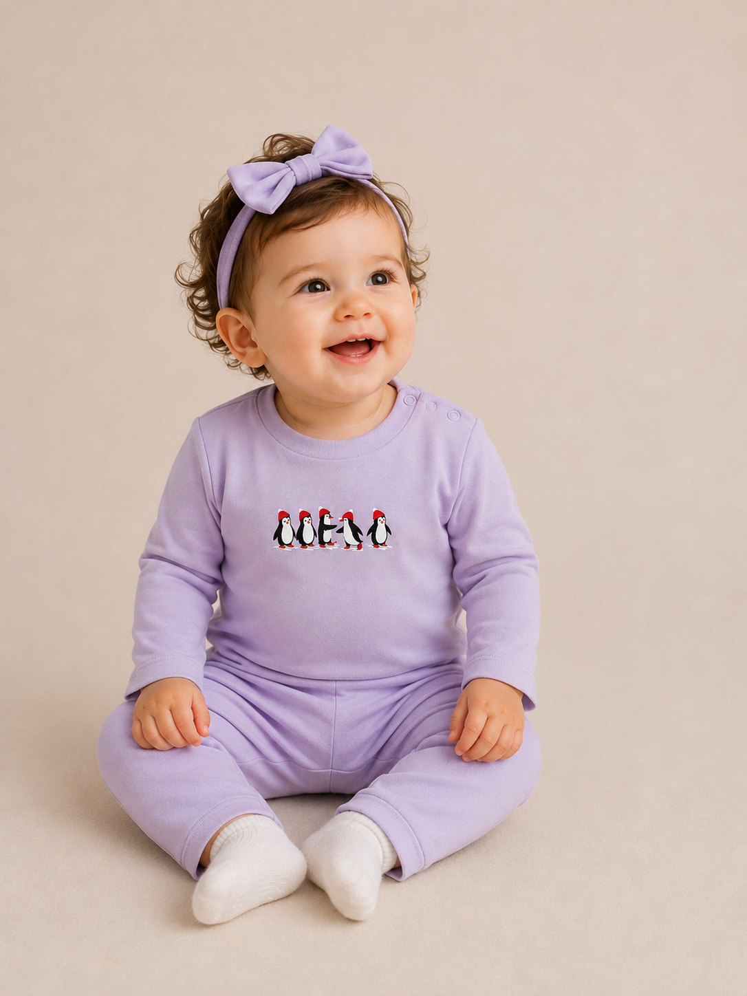 Mini Penguin - Soft Lilac %100 Organik Pamuk Alt-Üst Takım