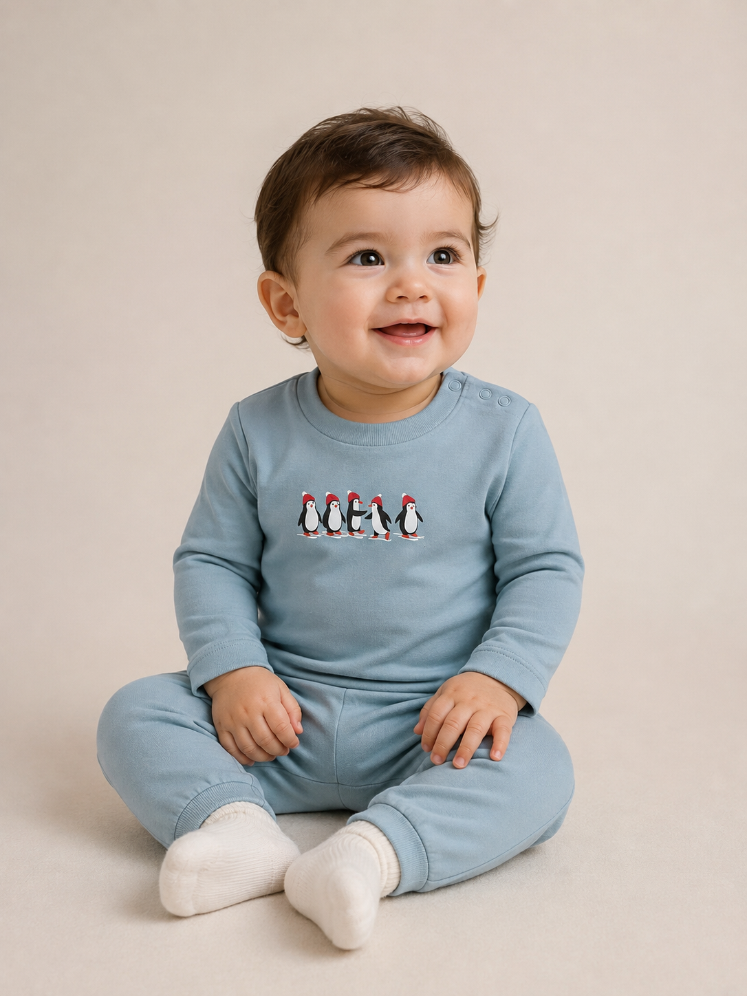 Mini Penguin - Dreamy Blue %100 Organik Pamuk Alt-Üst Takım