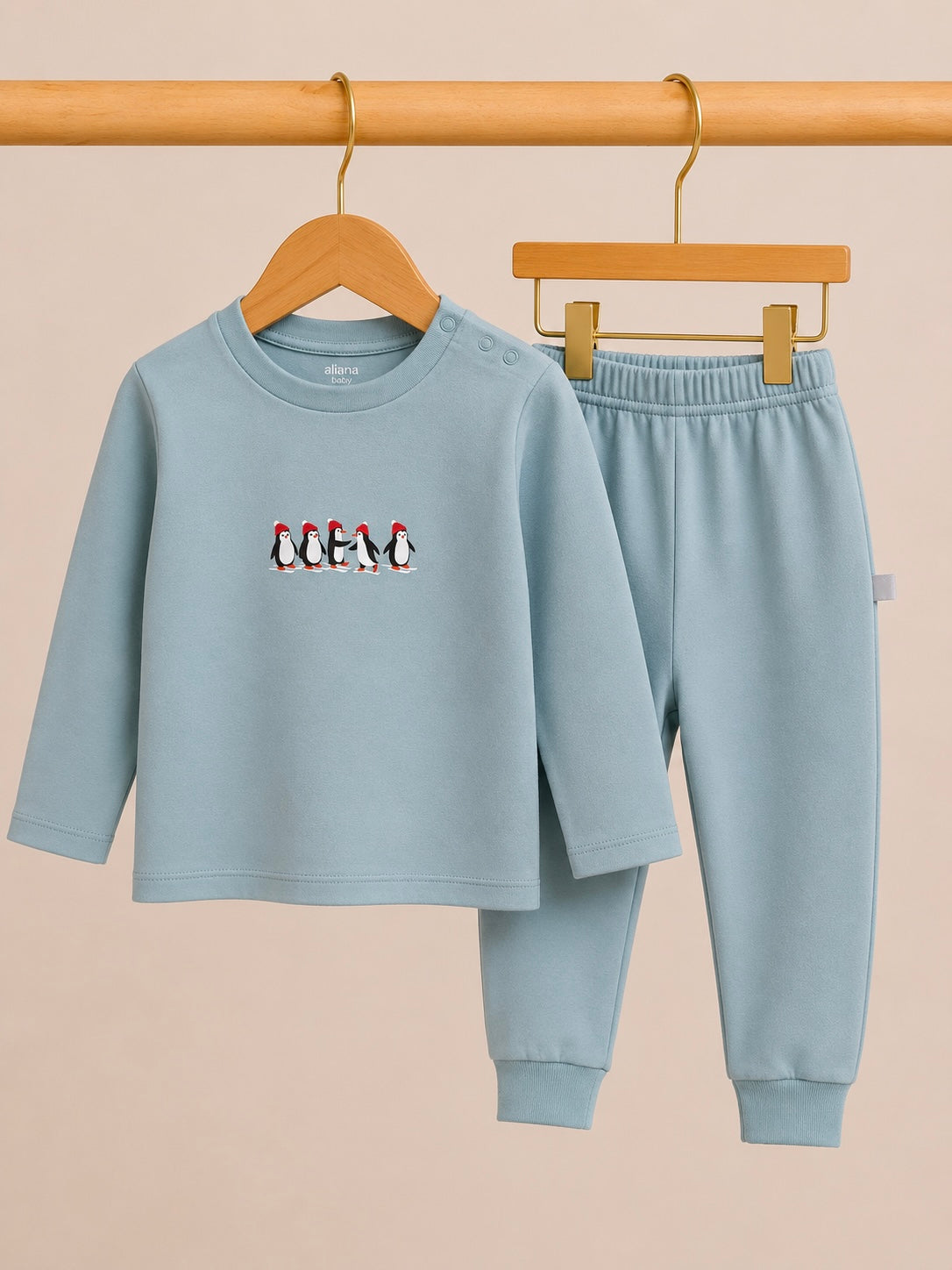 Mini Penguin - Dreamy Blue %100 Organik Pamuk Alt-Üst Takım