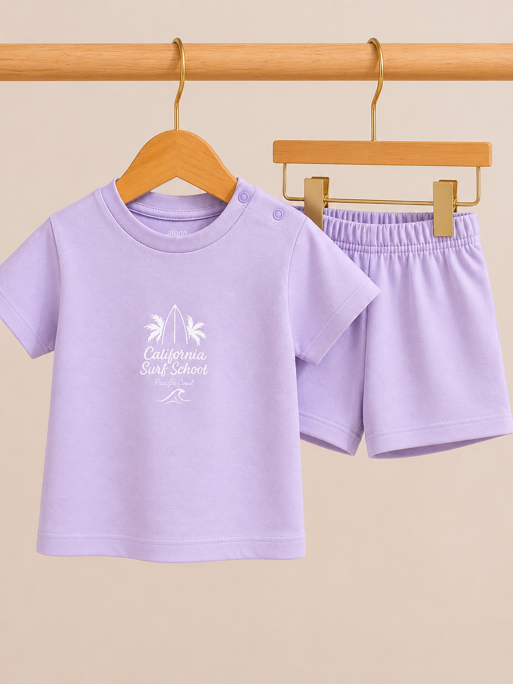 Seaside - Soft Lilac - %100 Organik Pamuk Alt-Üst Takım