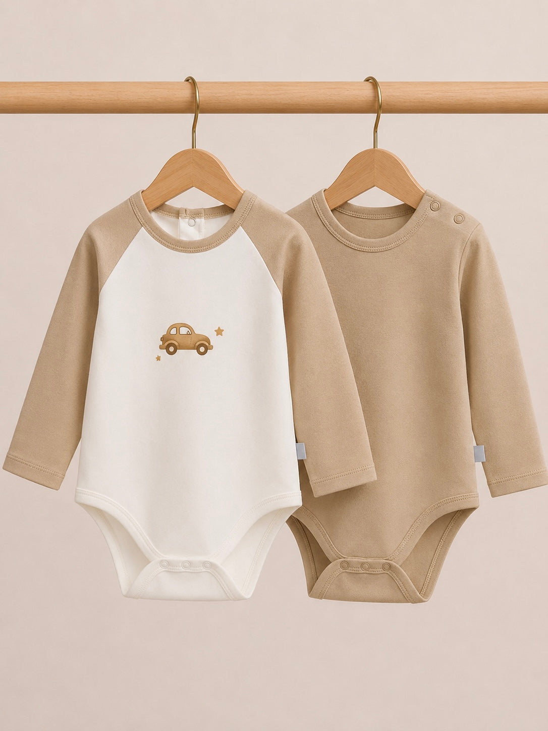 Travel Tots – Teddy Brown – 2'li Organik Bebek Body Seti