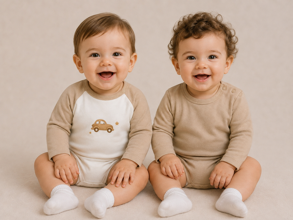 Travel Tots – Teddy Brown – 2'li Organik Bebek Body Seti