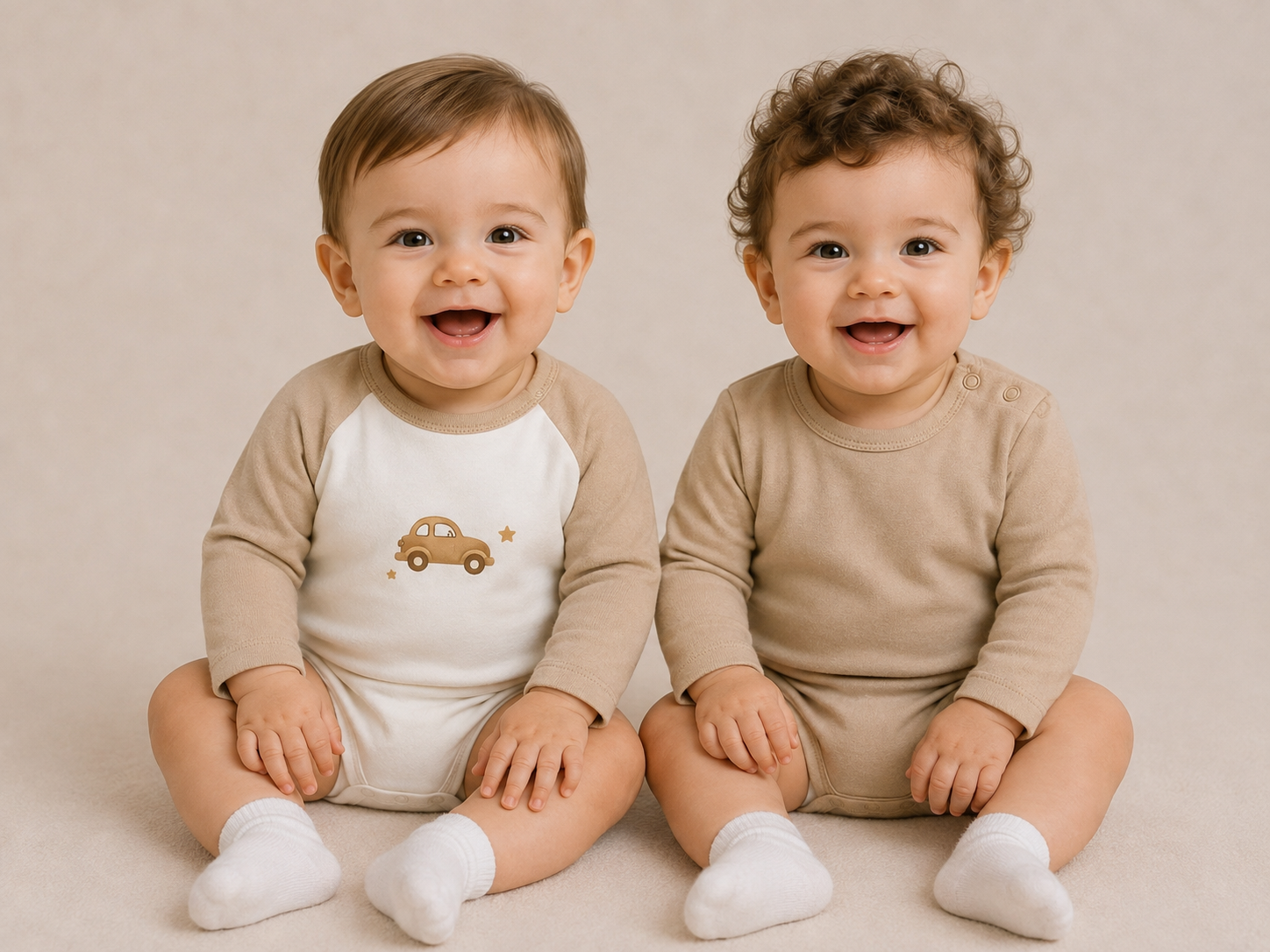 Travel Tots – Teddy Brown – 2'li Organik Bebek Body Seti
