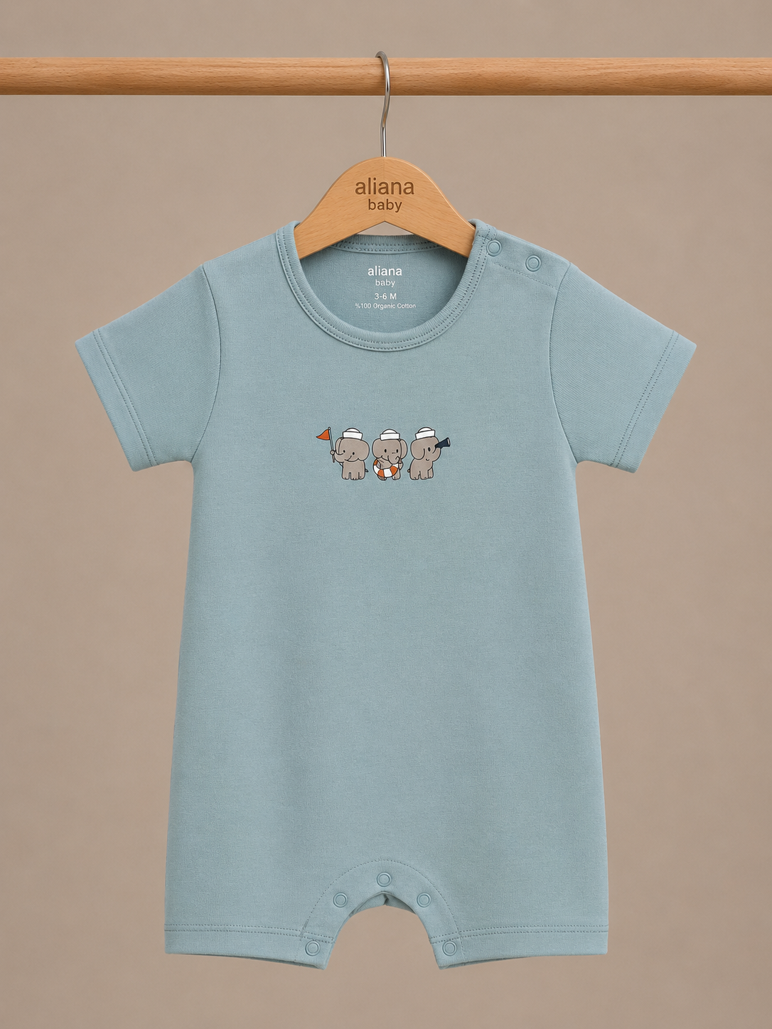 Captain's Crew - Dreamy Blue - %100 Organik Pamuk Yazlık Bebek Tulumu