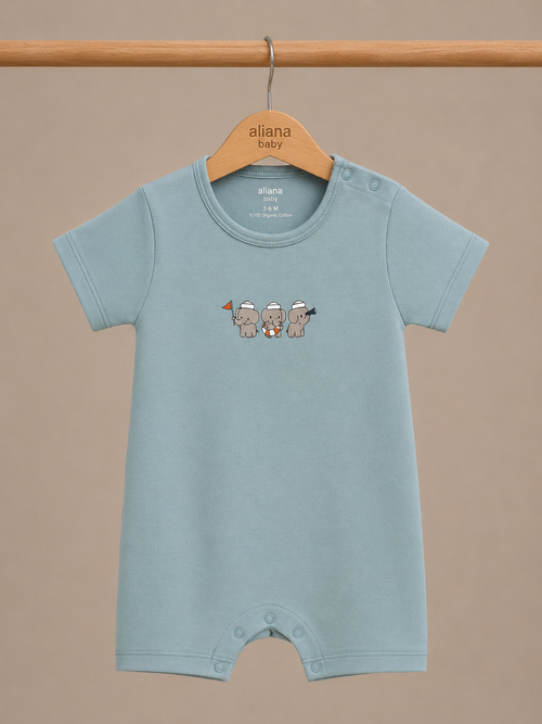 Captain's Crew - Dreamy Blue - %100 Organik Pamuk Yazlık Bebek Tulumu