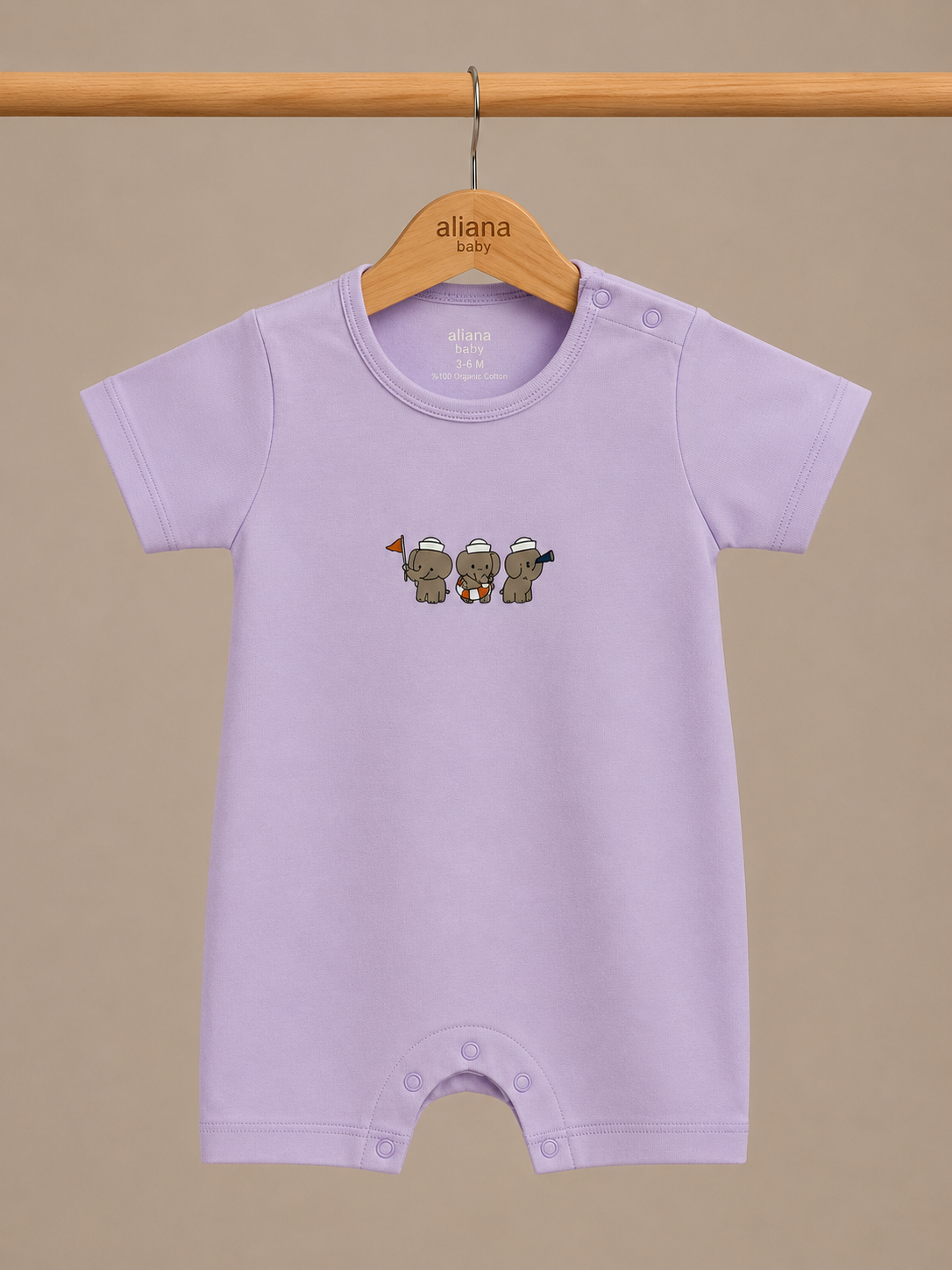 Captain's Crew - Soft Lilac - %100 Organik Pamuk Yazlık Bebek Tulumu