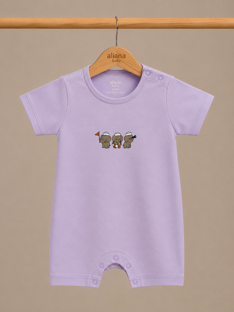 Captain's Crew - Soft Lilac - %100 Organik Pamuk Yazlık Bebek Tulumu