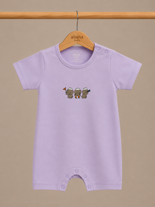 Captain's Crew - Soft Lilac - %100 Organik Pamuk Yazlık Bebek Tulumu