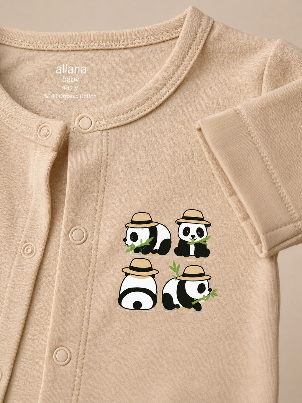 Panda Safari %100 Organik Pamuk Bebek Tulumu