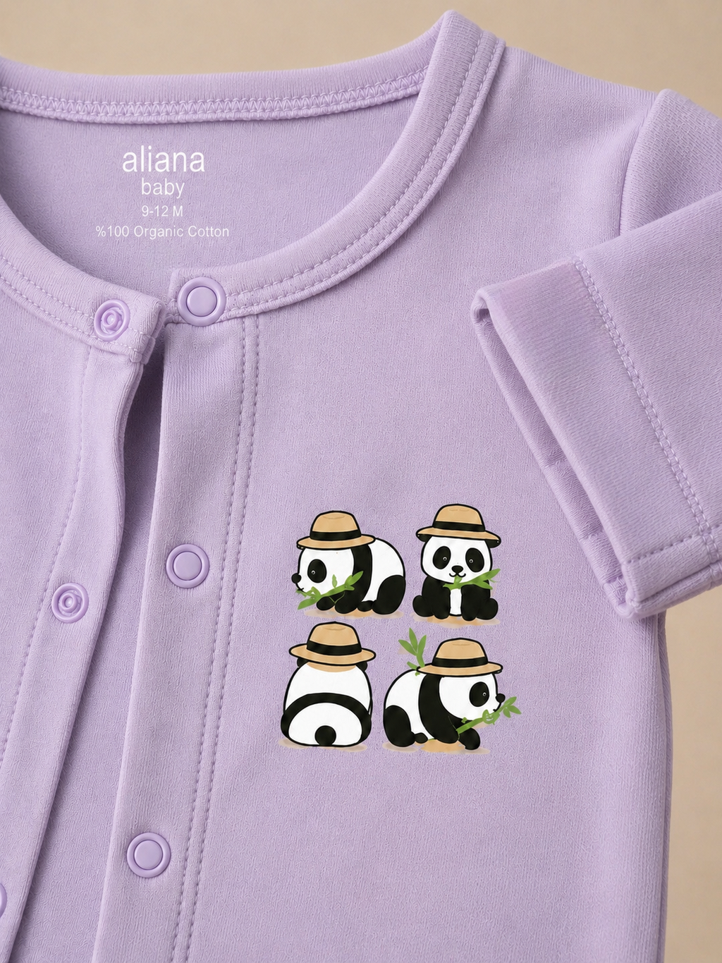 Panda Safari %100 Organik Pamuk Bebek Tulumu