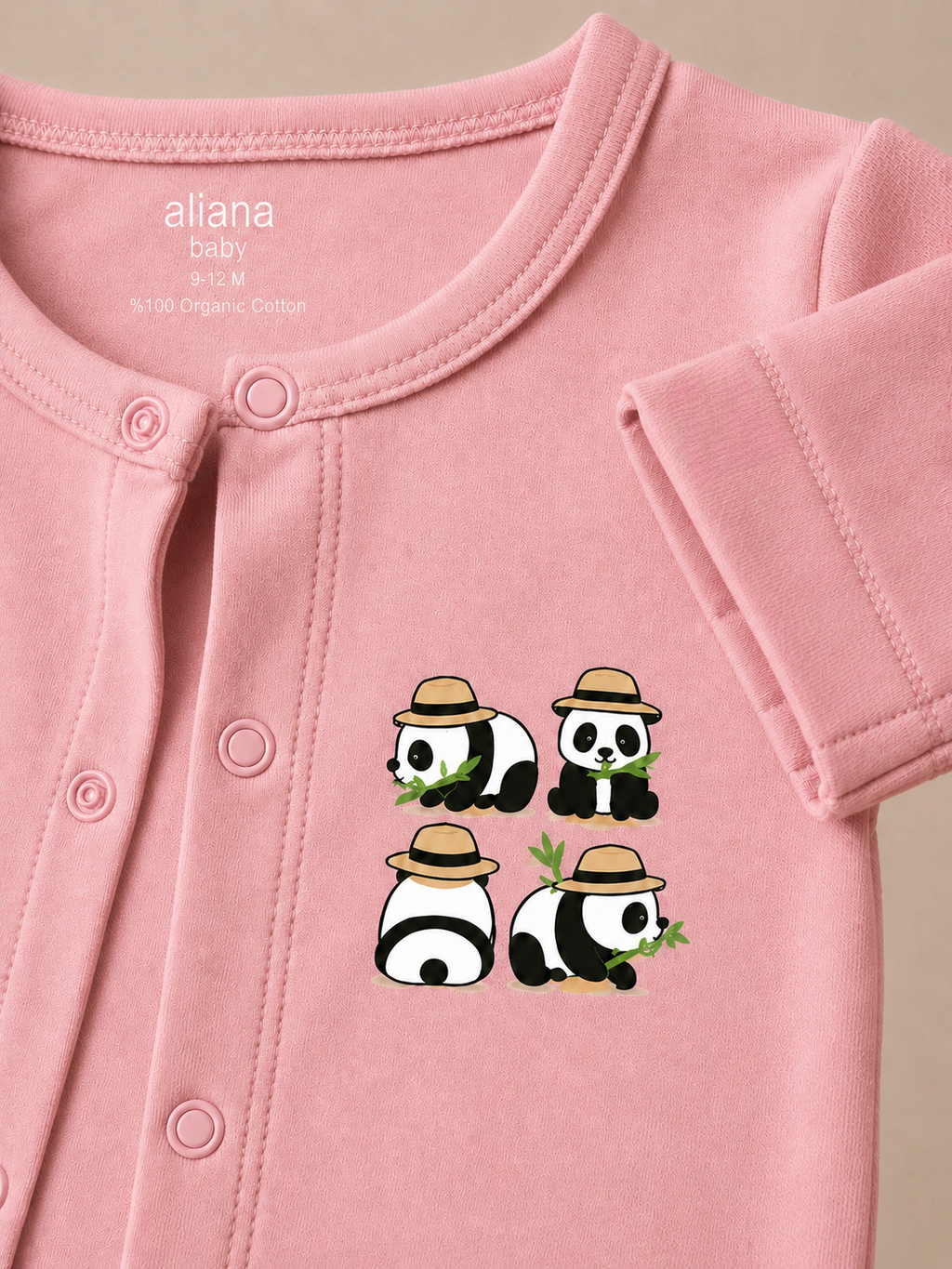 Panda Safari %100 Organik Pamuk Bebek Tulumu